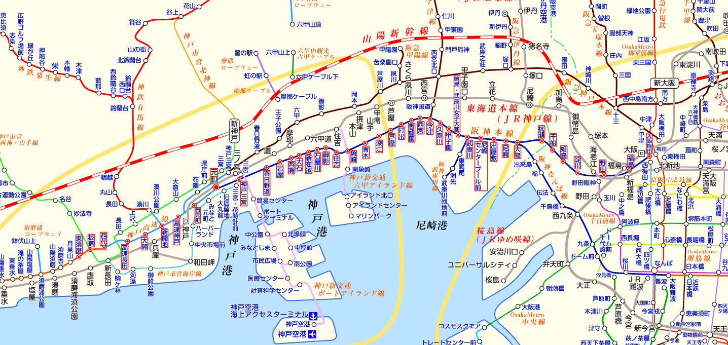 阪神電車 東須磨行きの路線図