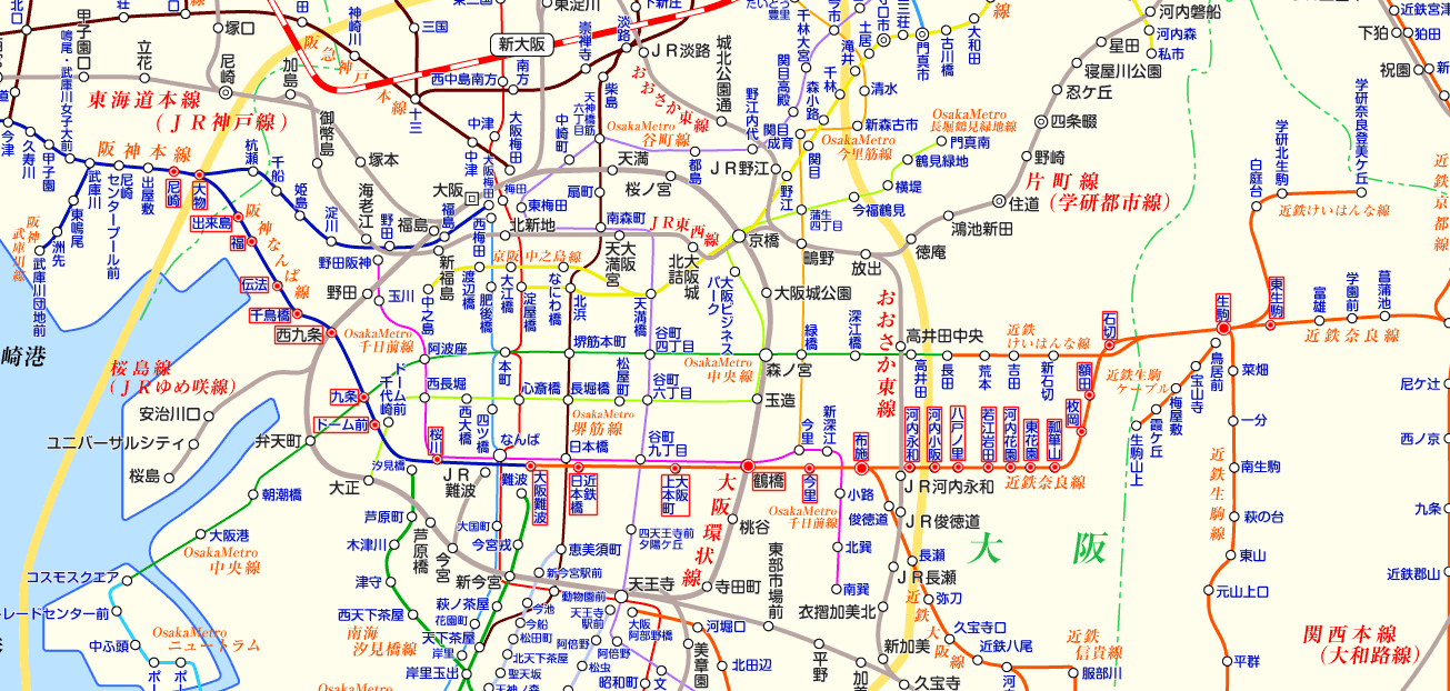 阪神なんば線 東生駒行きの路線図