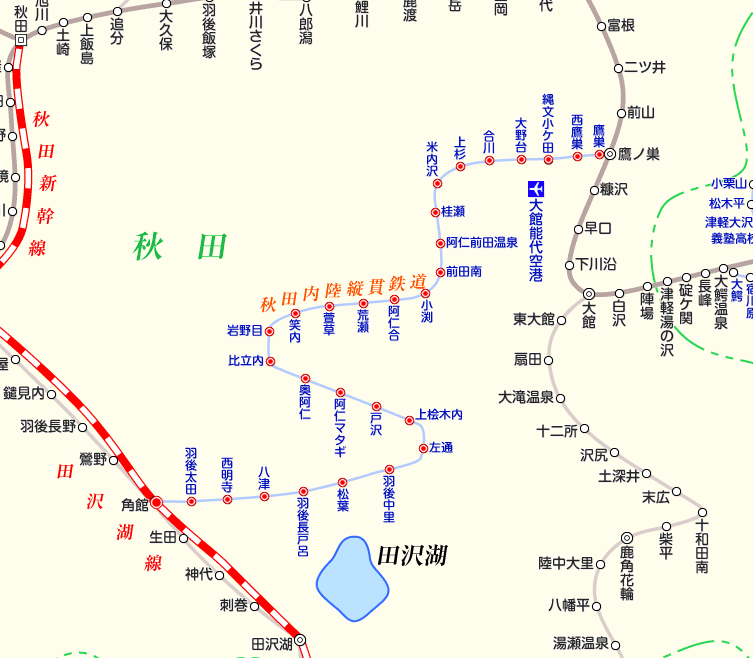 秋田内陸線の路線図