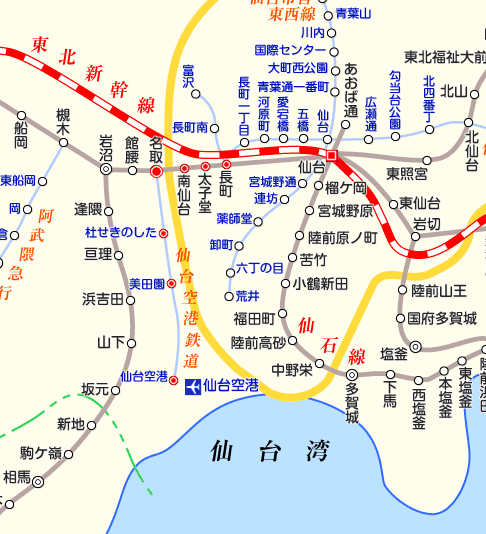 仙台空港アクセス線の路線図