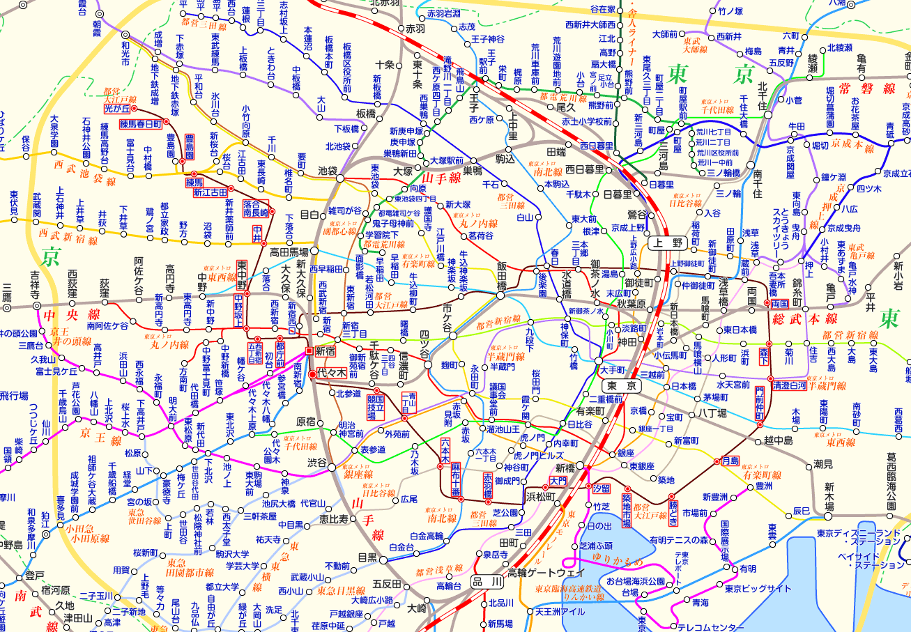 都営大江戸線 六本木経由光が丘行きの路線図