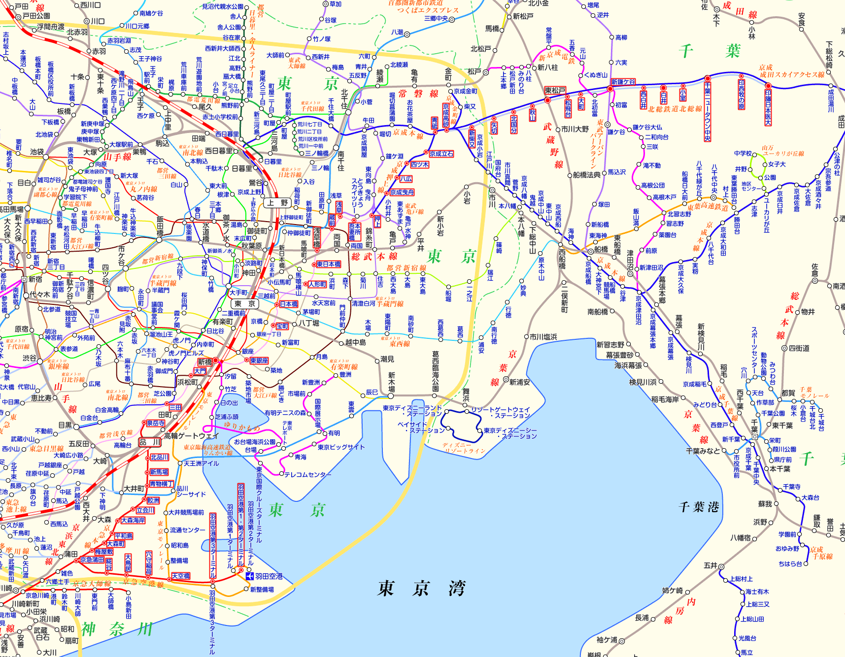北総線 羽田空港行きの路線図