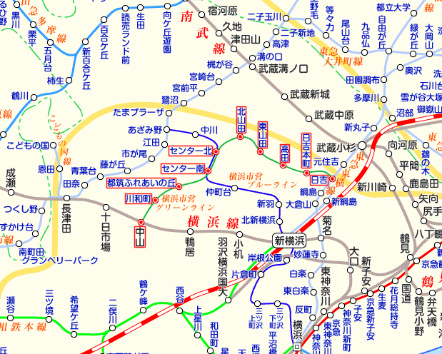 グリーンライン（横浜市営地下鉄）の路線図
