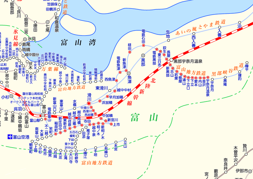 富山地方鉄道本線の路線図