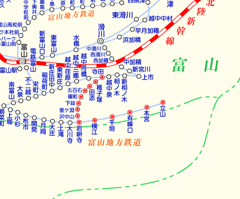 富山地方鉄道立山線の路線図