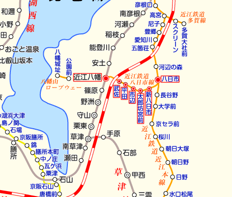 近江鉄道八日市線の路線図