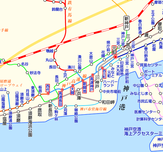 阪神神戸高速線の路線図